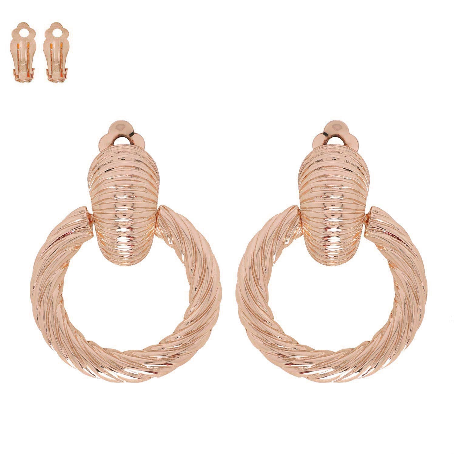 TWISTED DOOR KNOCKER CLIP EARRING - ECQM006