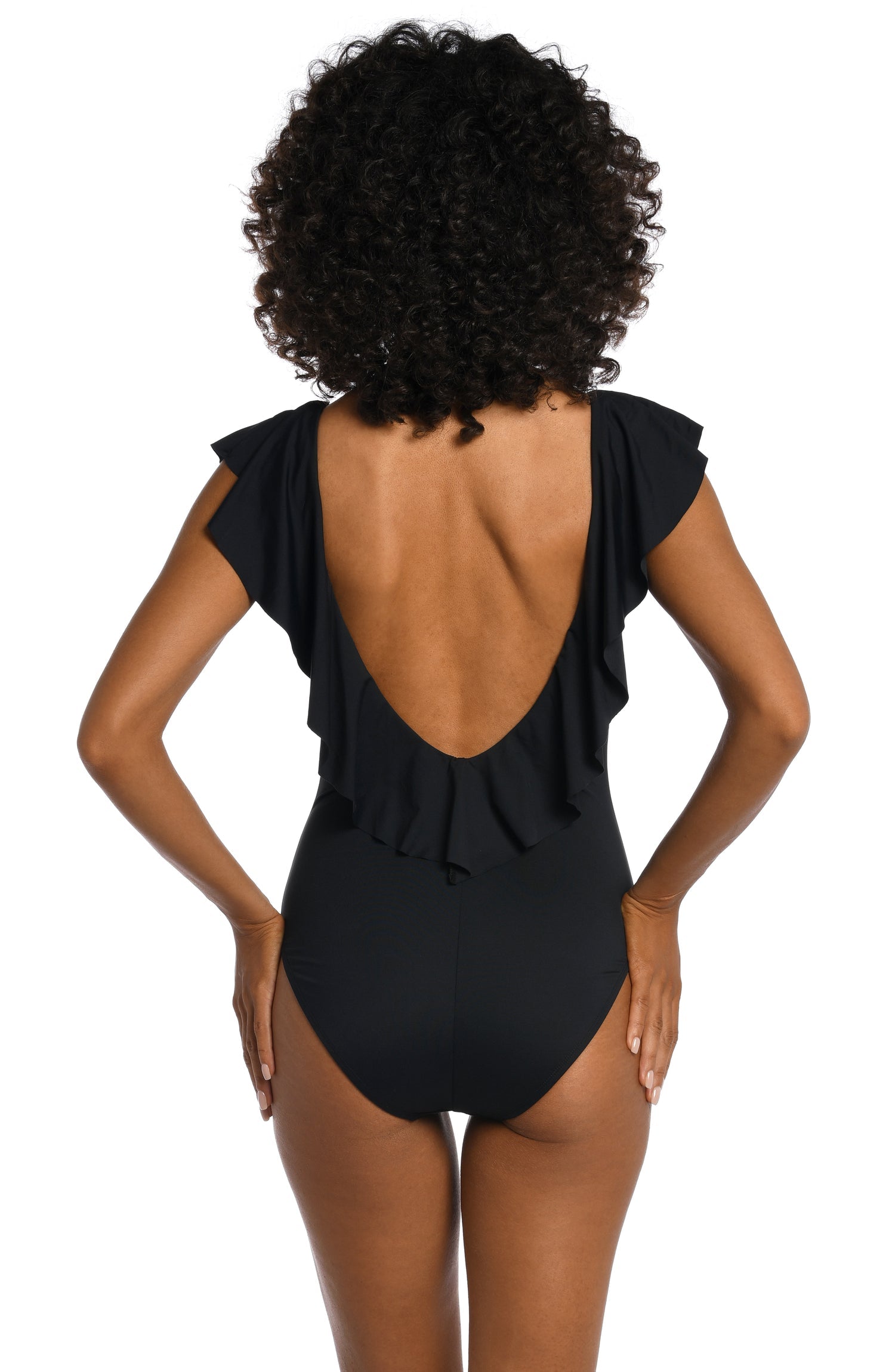 Island Goddess Ruffle Plunge One Piece - LB3ZZ17