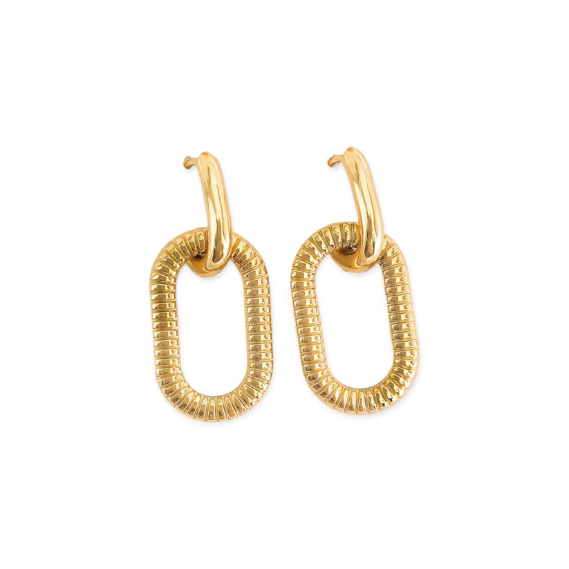 RIBBED OVAL EARRINGS - S1E011