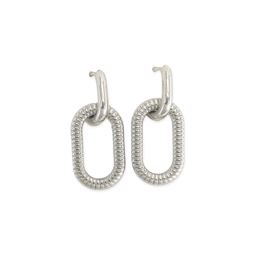 RIBBED OVAL EARRINGS - S1E011