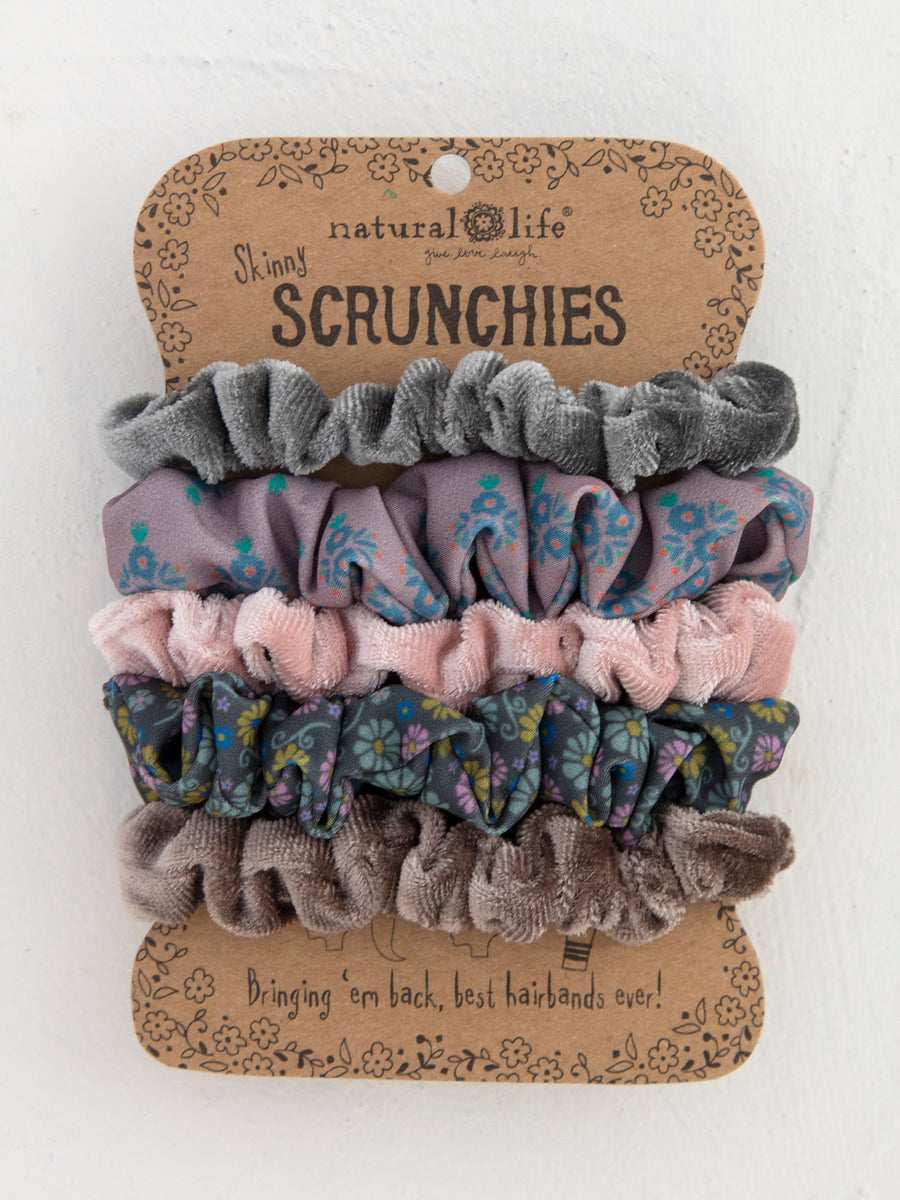 PRINT AND VELVET SCRUNCHIES SET OF 5 - HDBN430