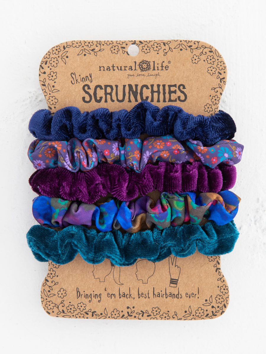 DARK BLUE PRINT/SOLID SCRUNCHIES - HDBN433