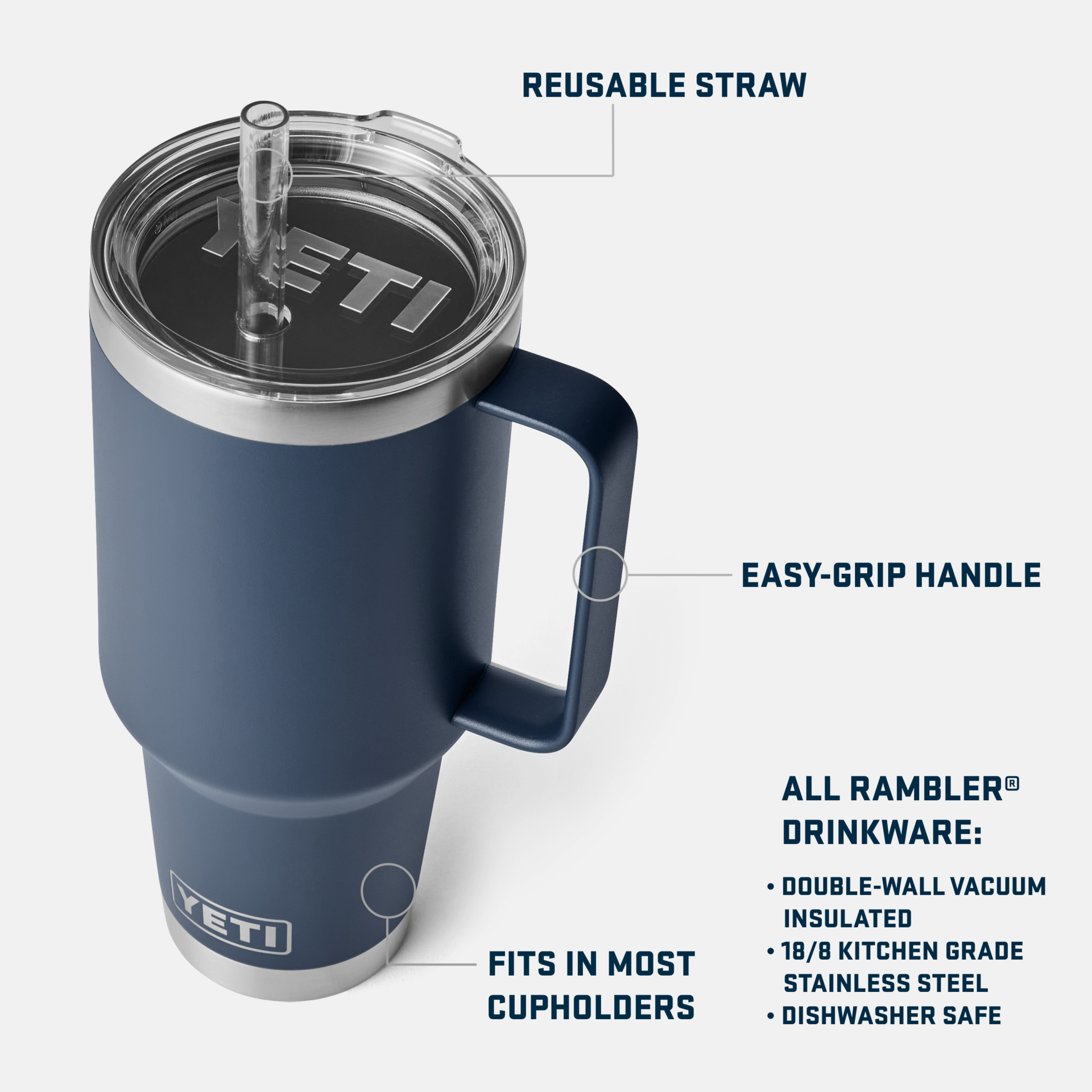 RAMBLER 42 OZ STRAW MUG SEAFOAM - YRMSTR42SF