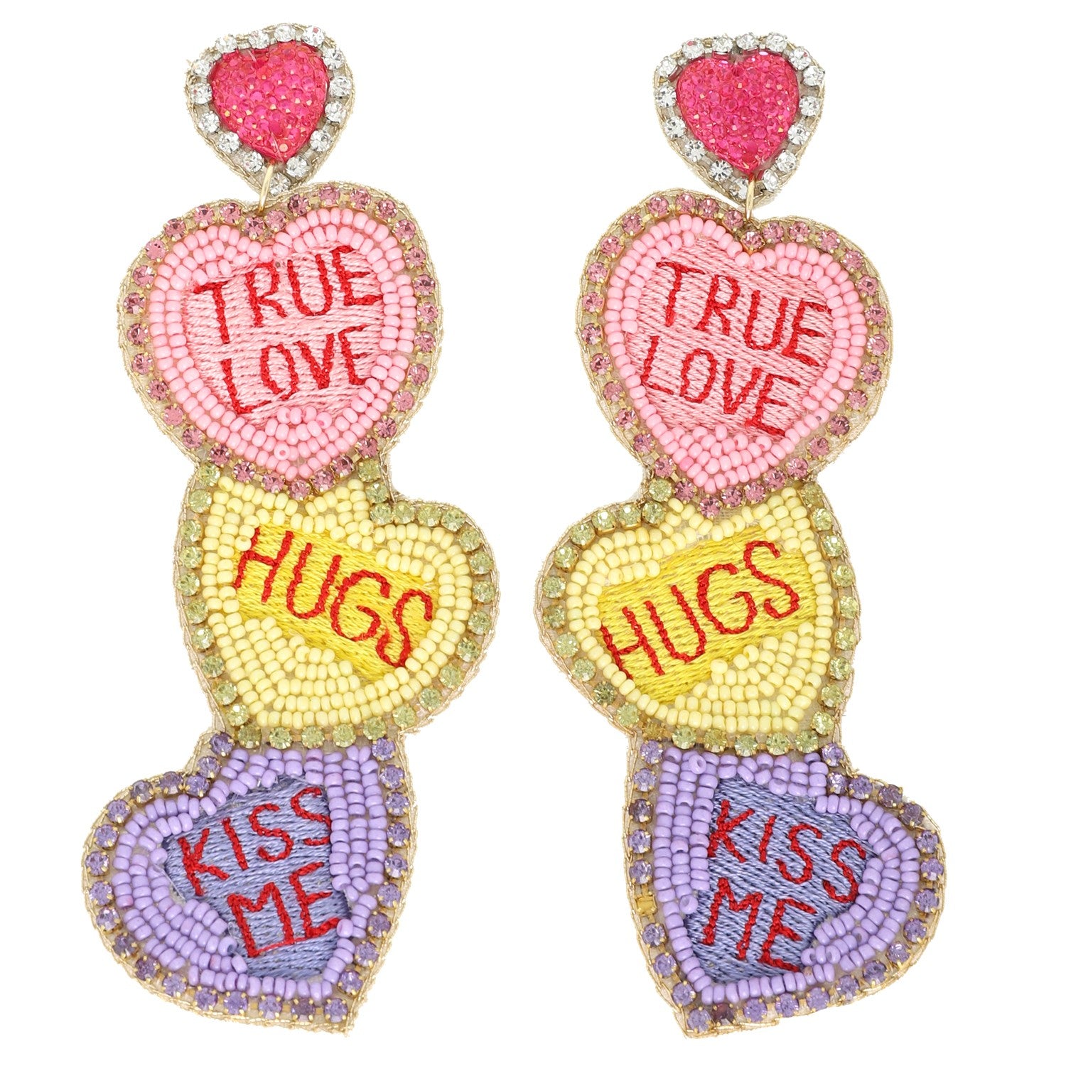 CONVERSATION HEARTS BEADED EARRING - E13486