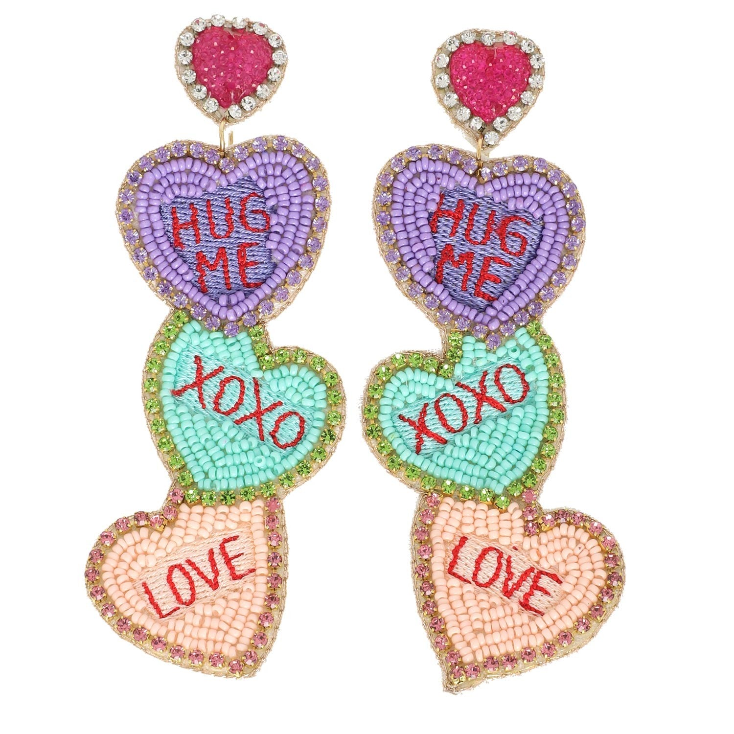 CONVERSATION HEARTS BEADED EARRING - E13486