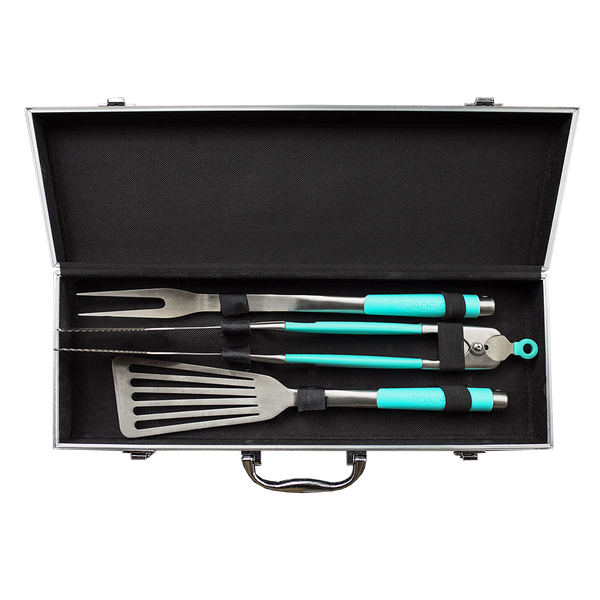 ULTIMATE GRILL SET WITH CASE, TONGS, SPATULA, FORK - TF1092