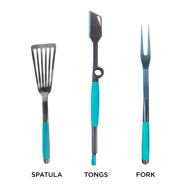 ULTIMATE GRILL SET WITH CASE, TONGS, SPATULA, FORK - TF1092