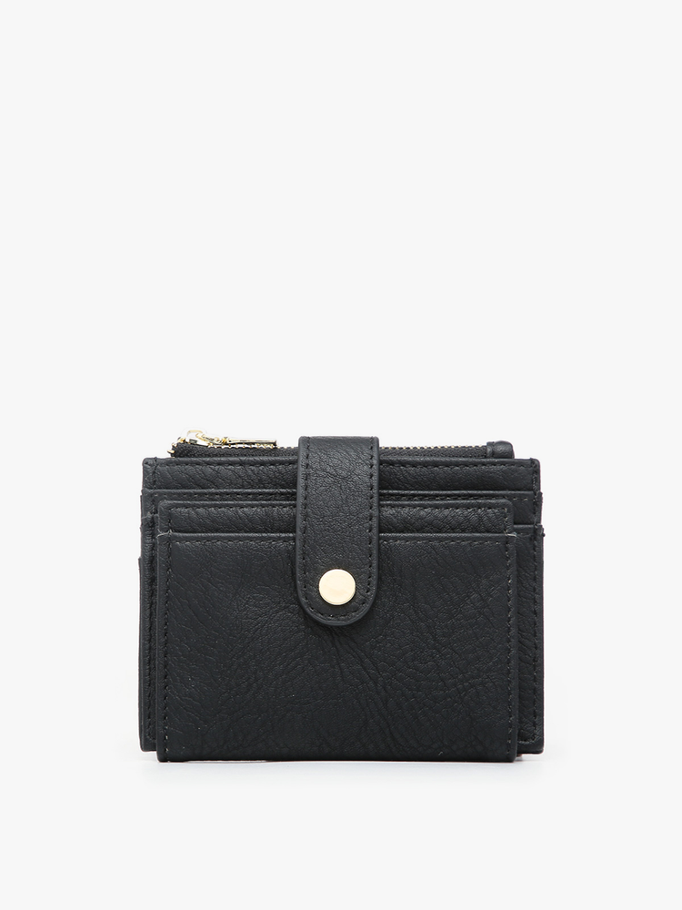 Sam Mini Snap Button Wallet & Cardholder w/ Zipper Pocket - WL1904