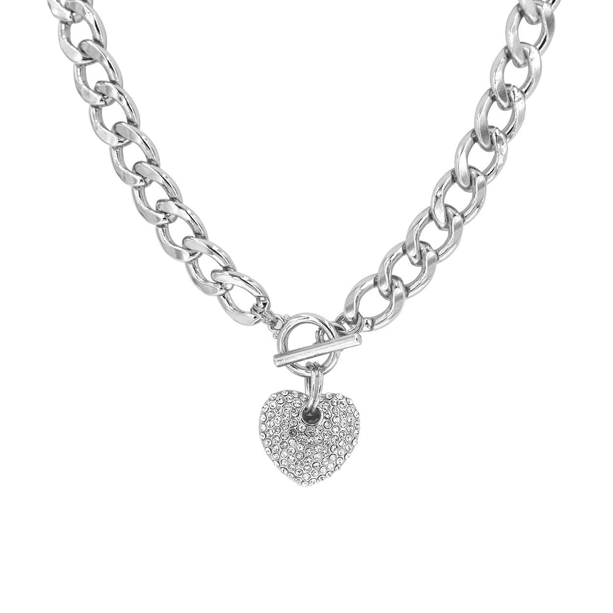 RHINESTONE HEART TOGGLE NECKLACE - N13776