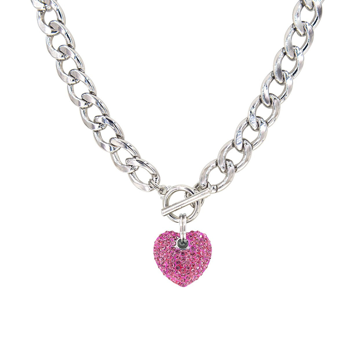 RHINESTONE HEART TOGGLE NECKLACE - N13776